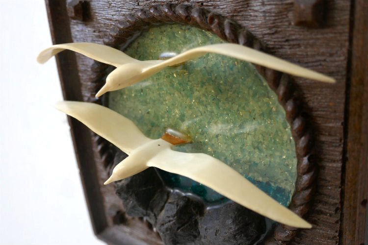 空飛ぶカモメ 3D 立体 樹脂製 ミッドセンチュリー 70's ヴィンテージ ウォールデコ アート 壁飾り USA