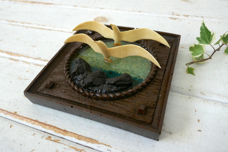 空飛ぶカモメ 3D 立体 樹脂製 ミッドセンチュリー 70's ヴィンテージ ウォールデコ アート 壁飾り USA