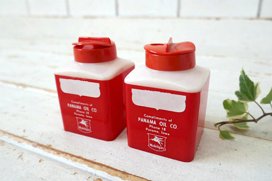 Panama Oil Co Mobil gas モービルオイル アドバタイジング ヴィンテージ ソルト&ペッパー シェーカー USA