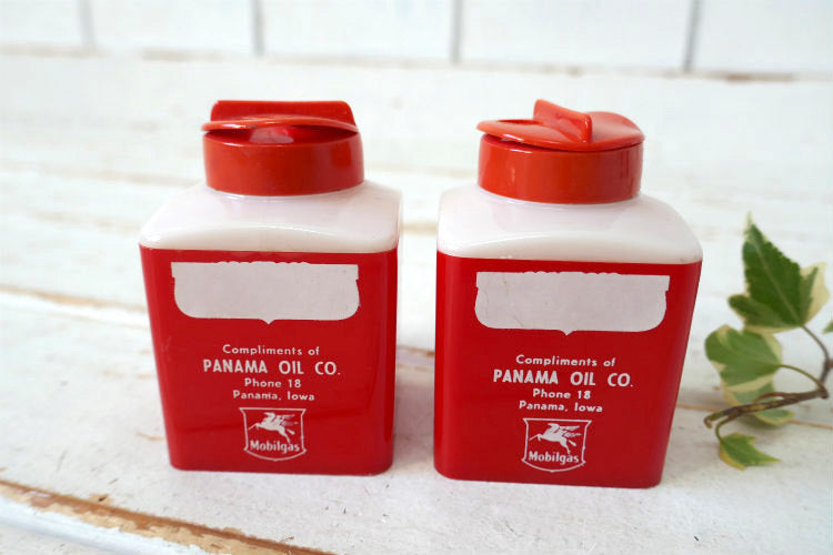 Panama Oil Co Mobil gas モービルオイル アドバタイジング ヴィンテージ ソルト&ペッパー シェーカー USA