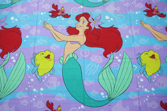 リトルマーメイド アリエル セバスチャン フランダー 大柄 ヴィンテージ ユーズドシーツ ベッドシーツ(フラットタイプ) USA 美品