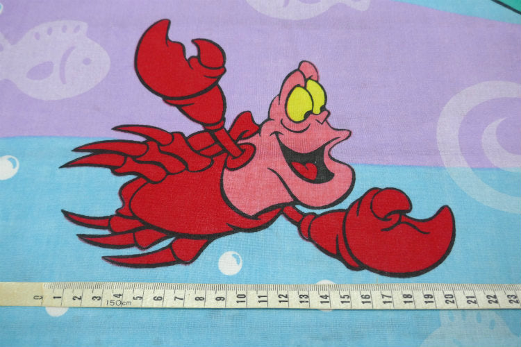 リトルマーメイド アリエル セバスチャン フランダー 大柄 ヴィンテージ ユーズドシーツ ベッドシーツ(フラットタイプ) USA 美品