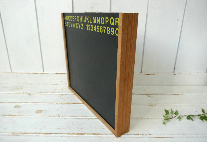 アルファベット 数字 学習用 チョーク付き 木製 収納ケース ヴィンテージ 黒板 BOX ブラックボード USA