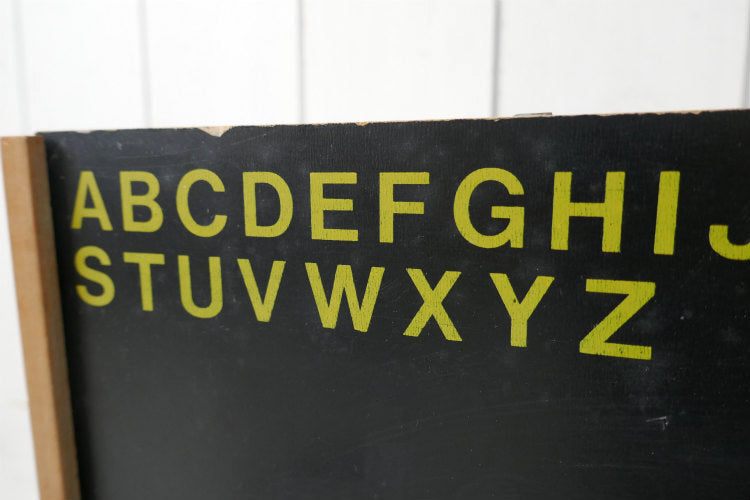 アルファベット 数字 学習用 チョーク付き 木製 収納ケース ヴィンテージ 黒板 BOX ブラックボード USA