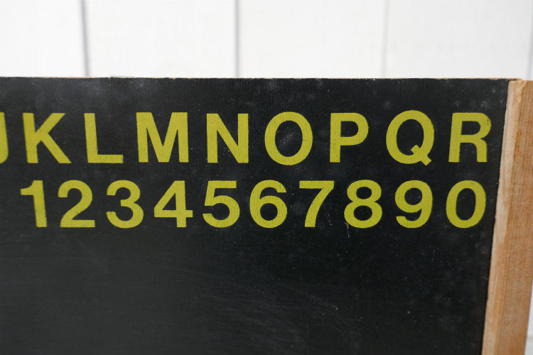 アルファベット 数字 学習用 チョーク付き 木製 収納ケース ヴィンテージ 黒板 BOX ブラックボード USA
