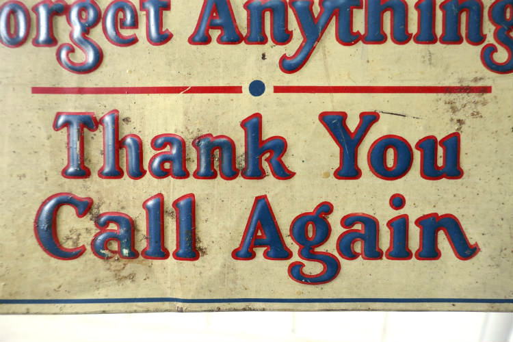 Did You Forget Anything? Thank You Call Again  ヴィンテージ OLD エンボス サイン 看板 サインプレート USA 店舗什器