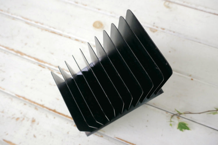 HUNTLIT-NING ウッド柄 メタル製 インダストリアル 10列 ヴィンテージ 書類スタンド ファイルスタンド カードホルダー USA