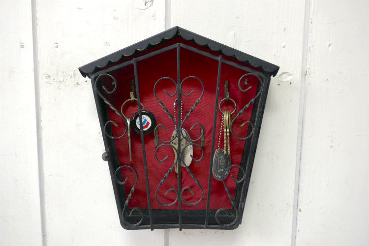 ミッドセンチュリー レトロ 家型 メタル製 壁掛け 60's ヴィンテージ キーフック キーラック 鍵掛けフック キーストレージ USA