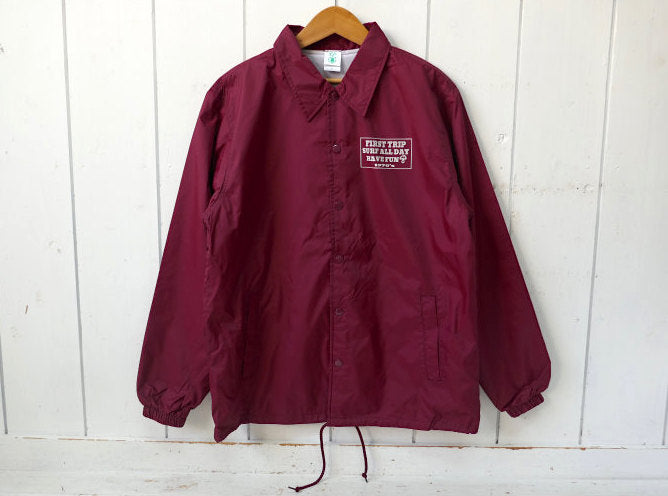 First Trip Surf All Day ファーストトリップ カレッジロゴ コーチジャケット バーガンディ オリジナル 裏地付 Lサイズ