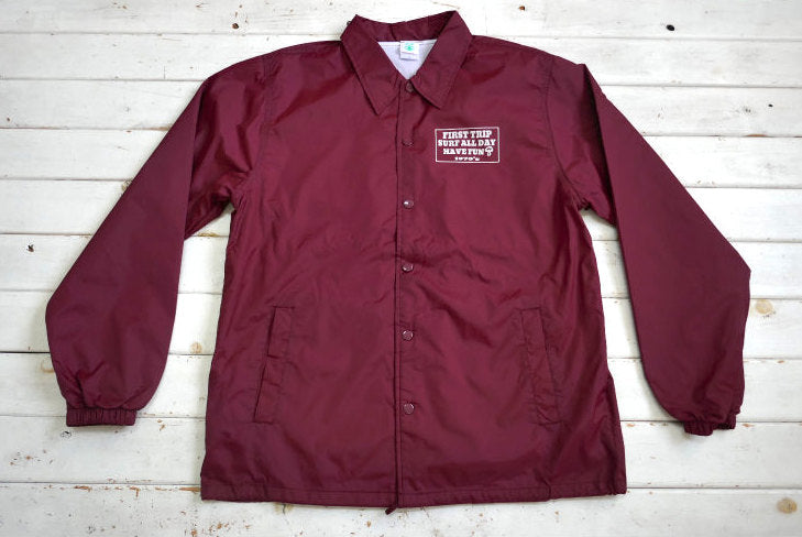 First Trip Surf All Day ファーストトリップ カレッジロゴ コーチジャケット バーガンディ オリジナル 裏地付 Lサイズ