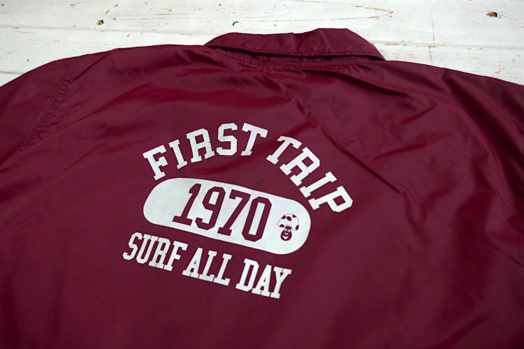 First Trip Surf All Day ファーストトリップ カレッジロゴ コーチジャケット バーガンディ オリジナル 裏地付 Lサイズ