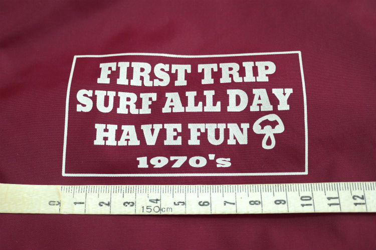 First Trip Surf All Day ファーストトリップ カレッジロゴ コーチジャケット バーガンディ オリジナル 裏地付 Lサイズ