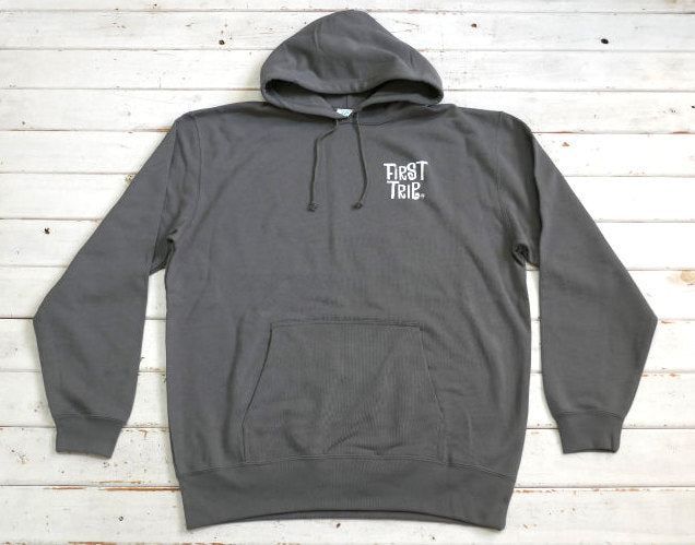 First Trip ファーストトリップ スマイル＆キノコ 60's デザイン ストーングリーン オリジナル プルオーバー パーカー フーディー