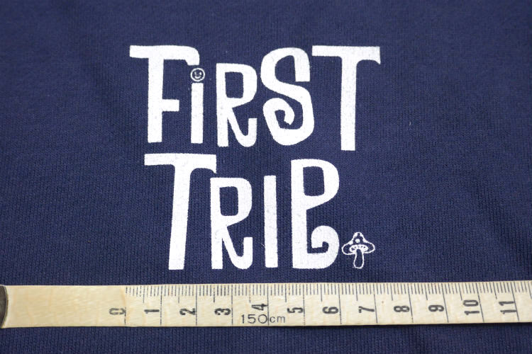 First Trip ファーストトリップ スマイル＆キノコ 60's デザイン インディゴ オリジナル プルオーバー パーカー フーディー