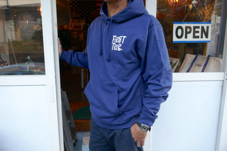 First Trip ファーストトリップ スマイル＆キノコ 60's デザイン インディゴ オリジナル プルオーバー パーカー フーディー