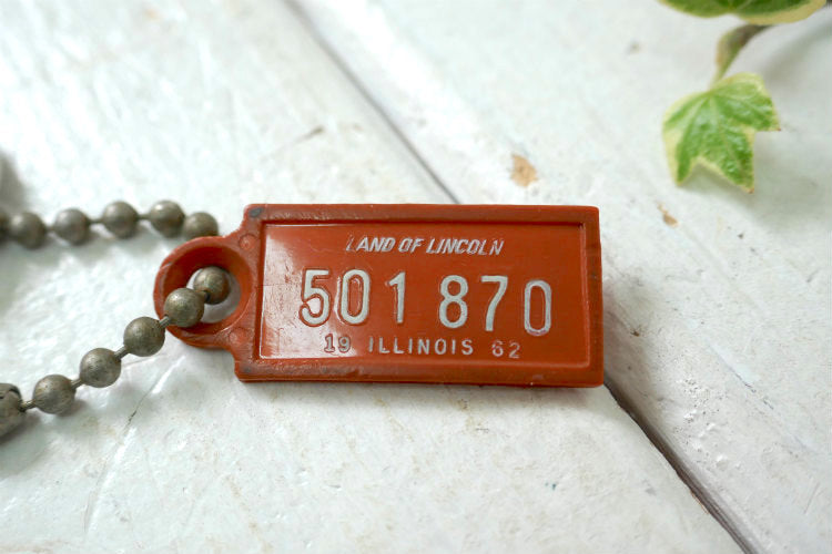 クライスラー 1962's イリノイ州 ナンバープレート型 アメリカ退役軍人 ヴィンテージ キーホルダー 古鍵 2本付き  アメ車 USA