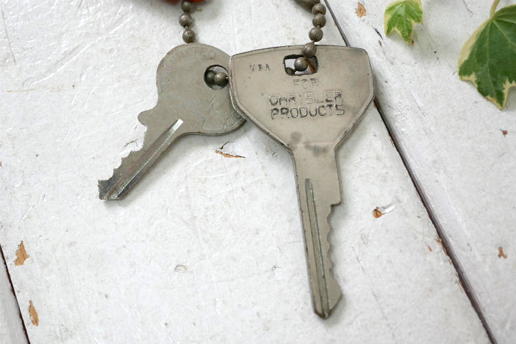 クライスラー 1962's イリノイ州 ナンバープレート型 アメリカ退役軍人 ヴィンテージ キーホルダー 古鍵 2本付き  アメ車 USA