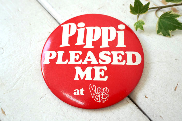 ピッピ Pippi PLEASED ME at VIDEO GEMS アメリカ ビデオゲーム ヴィンテージ 缶バッジ USA