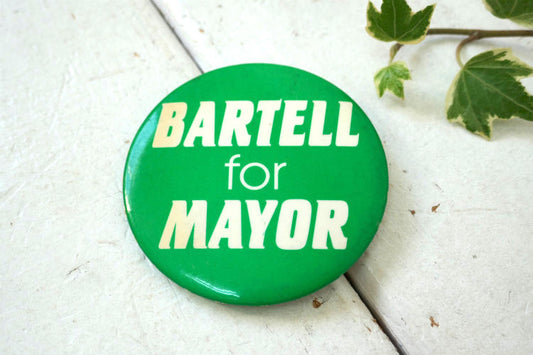 BARTELL for MAYOR 市長 ヴィンテージ グリーン＆ホワイト 缶バッジ USA ファッション アクセサリー