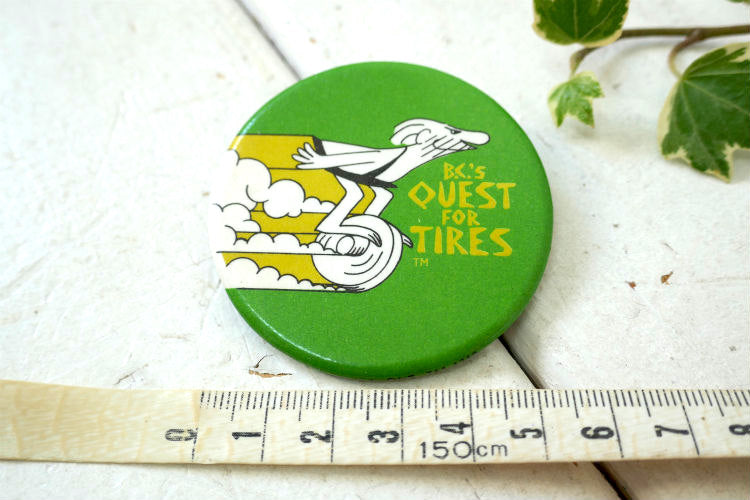 B.C.'s Quest For Tires クエスト・フォー・タイヤ  ヴィンテージ 缶バッジ 1980年代　漫画 コンピューターゲーム 1983 Apple II