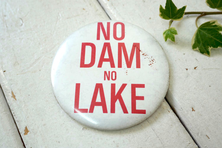 NO DAM NO LAKE ノー ダム ノー レイク湖 メッセージ 自然破壊 反対運動 アメリカン ヴィンテージ 缶バッジ　ファッション 小物 アクセサリー