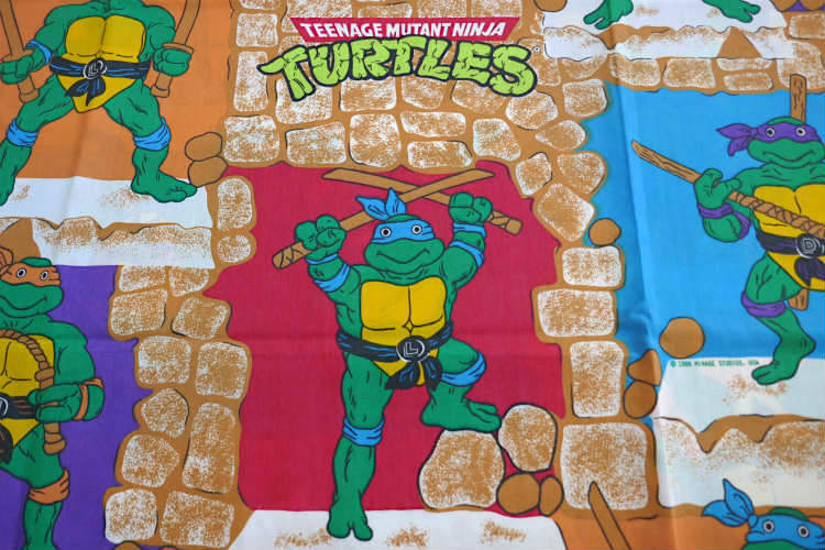 ミュータント タートルズ アメコミ 80’s ヴィンテージ ユーズドシーツ ベッドシーツ(フラットタイプ) USA