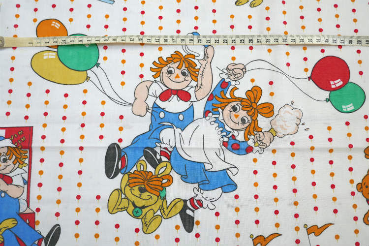 ラガディアン&アンディ レトロ 水玉 カーニバル柄 80's ヴィンテージ ユーズドシーツ フラットシーツ(1/2) USA