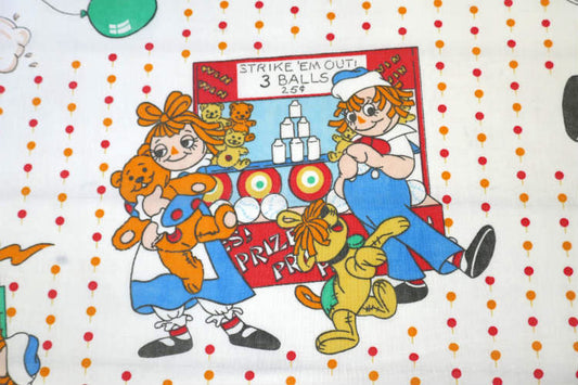 ラガディアン&アンディ レトロ 水玉 カーニバル柄 80's ヴィンテージ ユーズドシーツ フラットシーツ(1/2) USA