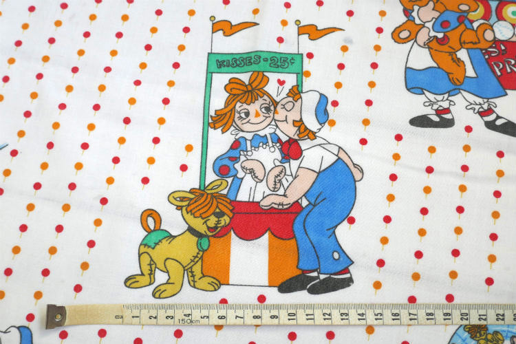 ラガディアン&アンディ レトロ 水玉 カーニバル柄 80's ヴィンテージ ユーズドシーツ フラットシーツ(1/2) USA