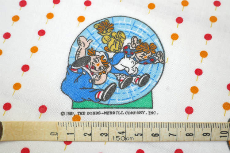 ラガディアン&アンディ レトロ 水玉 カーニバル柄 80's ヴィンテージ ユーズドシーツ フラットシーツ(1/2) USA