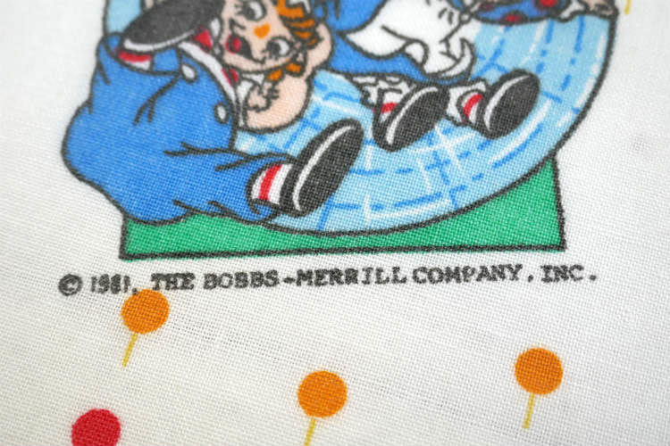 ラガディアン&アンディ レトロ 水玉 カーニバル柄 80's ヴィンテージ ユーズドシーツ フラットシーツ(1/2) USA