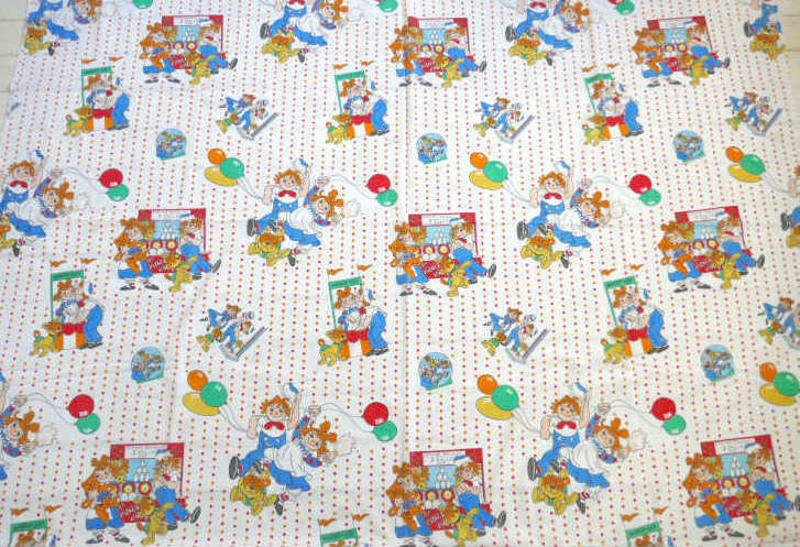 ラガディアン&アンディ レトロ 水玉 カーニバル柄 80's ヴィンテージ ユーズドシーツ フラットシーツ(1/2) USA