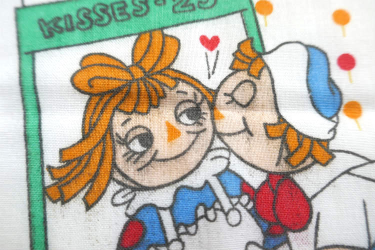 ラガディアン&アンディ レトロ 水玉 カーニバル柄 80's ヴィンテージ ユーズドシーツ フラットシーツ(1/2) USA