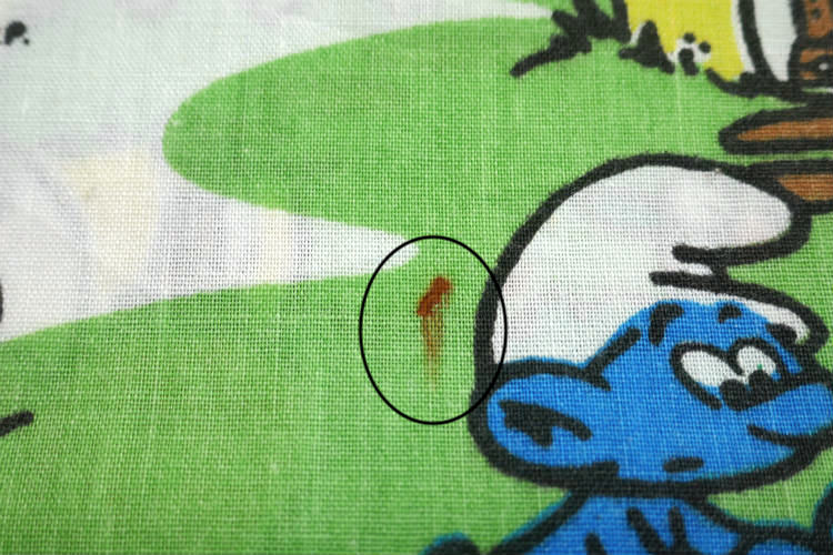 スマーフ SMURF グリーンビレッジ柄 80's ヴィンテージ ユーズドシーツ (1/2) USA