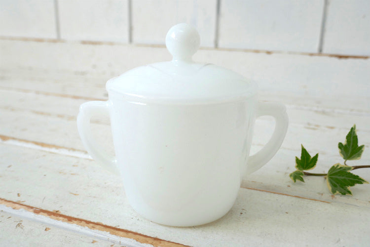 FireKing ファイヤーキング Wheat ウィート 小麦柄 ミルクガラス ヴィンテージ シュガーポット 砂糖入れ USA