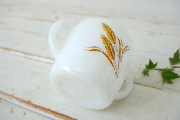 FireKing ファイヤーキング Wheat ウィート 小麦柄 ミルクガラス ヴィンテージ シュガーポット 砂糖入れ USA