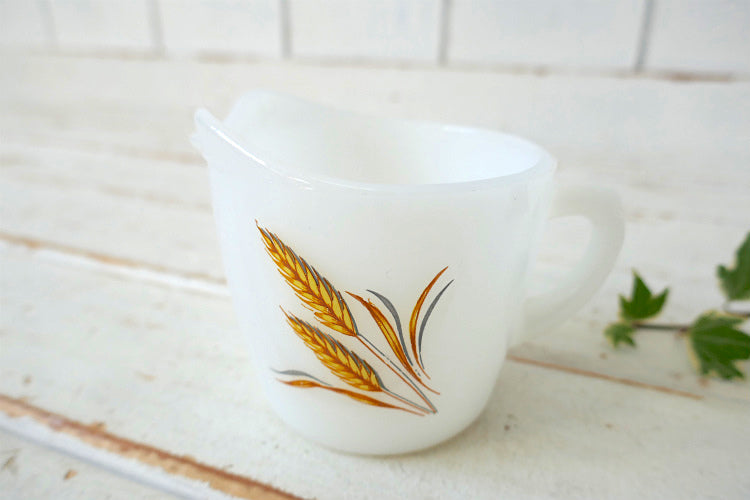 FireKing ファイヤーキング Wheat ウィート 小麦柄 ミルクガラス ヴィンテージ クリーマー ミルクピッチャー USA