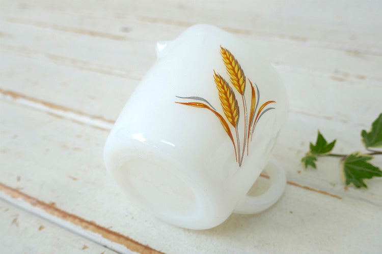 FireKing ファイヤーキング Wheat ウィート 小麦柄 ミルクガラス ヴィンテージ クリーマー ミルクピッチャー USA