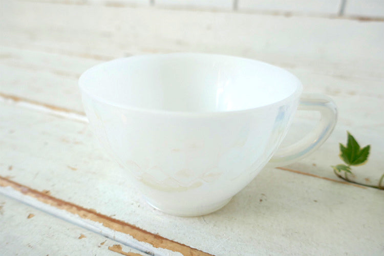 フェデラル FEDERAL GLASS オーロラ ムーングロー ホワイトミルクガラス 60's ヴィンテージ カップ&ソーサー 食器 USA Ⅰ