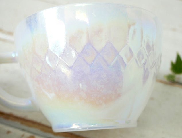 フェデラル FEDERAL GLASS オーロラ ムーングロー ホワイトミルクガラス 60's ヴィンテージ カップ&ソーサー 食器 USA Ⅰ