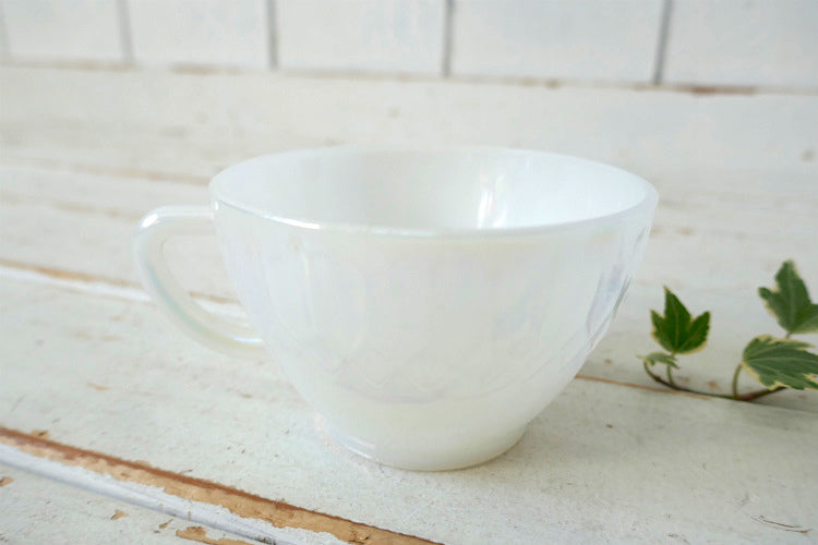 フェデラル FEDERAL GLASS オーロラ ムーングロー ホワイトミルクガラス 60's ヴィンテージ カップ&ソーサー 食器 USA Ⅱ