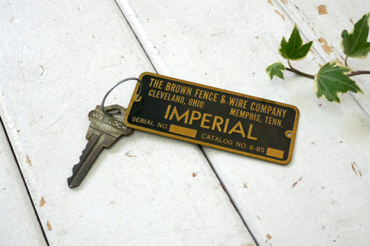 The Brown Fence & Wire Company 真鍮製 プレート ヴィンテージ キーホルダー 鍵1本付き USA