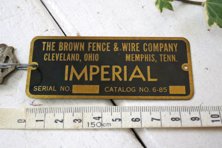 The Brown Fence & Wire Company 真鍮製 プレート ヴィンテージ キーホルダー 鍵1本付き USA