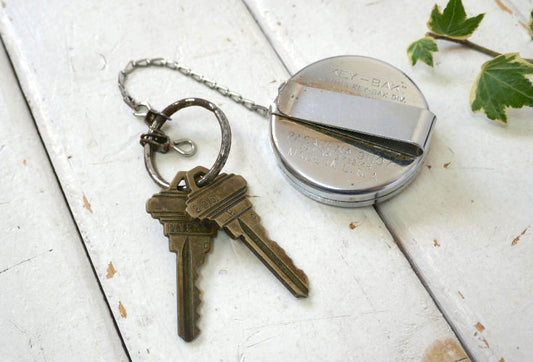 Key Bak West Coast Chain 鍵2付き メタル製 クリップ式 ヴィンテージ キーリール  キーチェーン 50㎝ USA