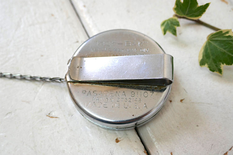 Key Bak West Coast Chain 鍵2付き メタル製 クリップ式 ヴィンテージ キーリール  キーチェーン 50㎝ USA