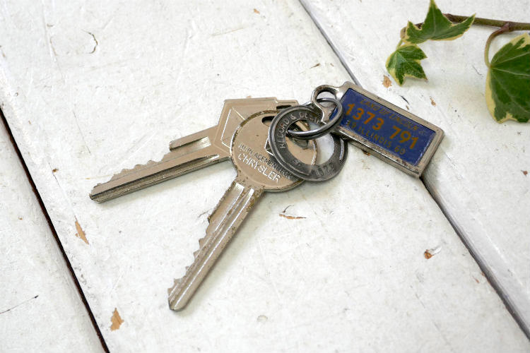LAND OF LINCOLN  373 791 イリノイ州 1960y ヴィンテージ ナンバープレート タグ キーホルダー USA クライスラー アメ車 key 鍵