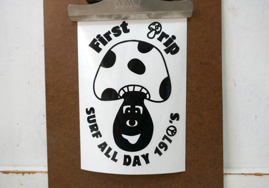 First Trip Surf All Day ファースト トリップ オリジナル キノコ 切り文字 カッティング ステッカー 黒 ブラック 屋外用 防水