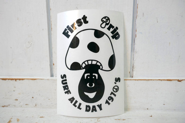 First Trip Surf All Day ファースト トリップ オリジナル キノコ 切り文字 カッティング ステッカー 黒 ブラック 屋外用 防水