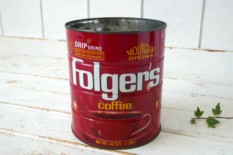 Folgers Coffee フォルジャーズ 1980y MOUNTAIN GROWN コーヒー缶 ヴィンテージ ティン缶　USA