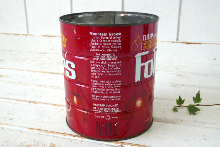 Folgers Coffee フォルジャーズ 1980y MOUNTAIN GROWN コーヒー缶 ヴィンテージ ティン缶　USA